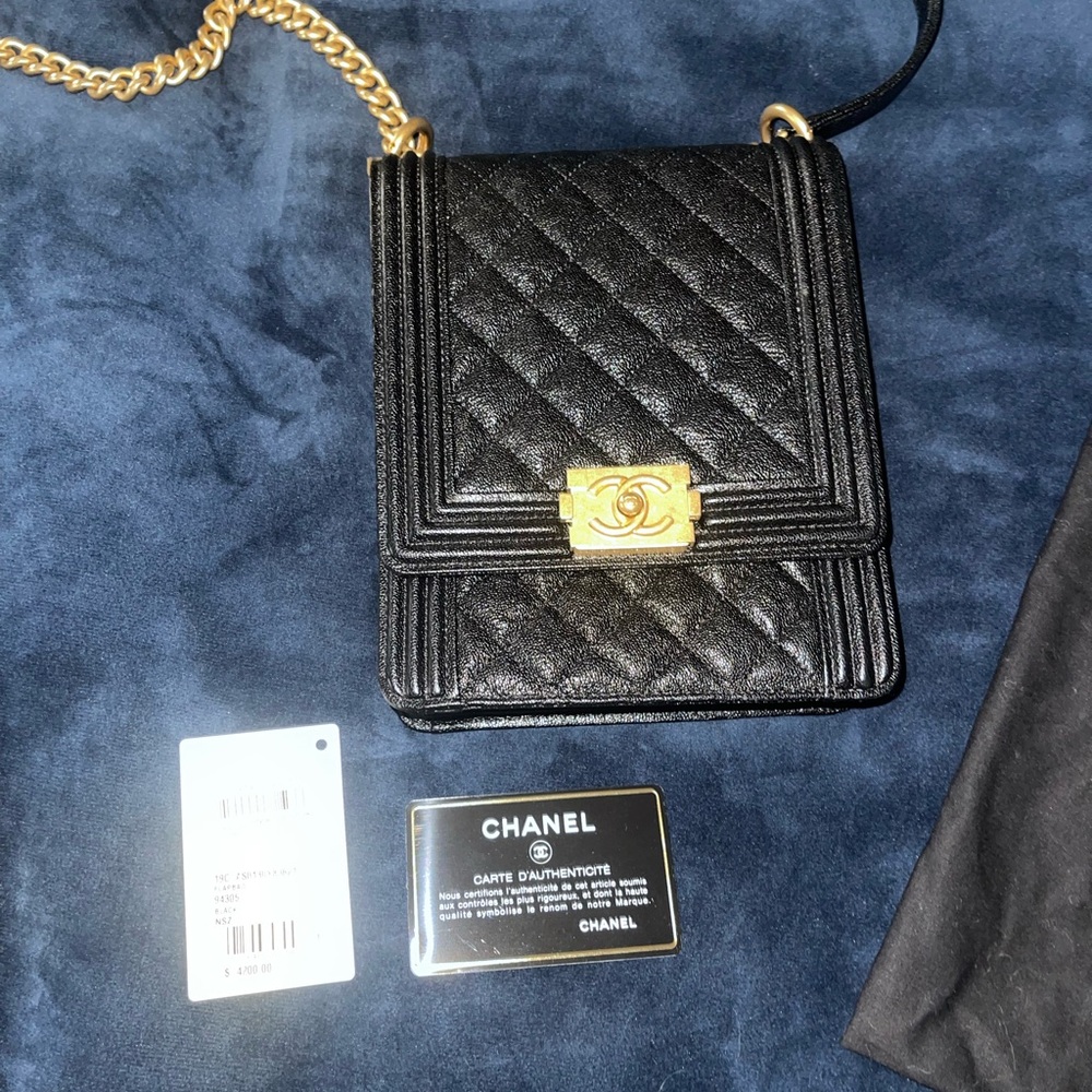 Chanel Black and Gold Quilted Crossbody Bag